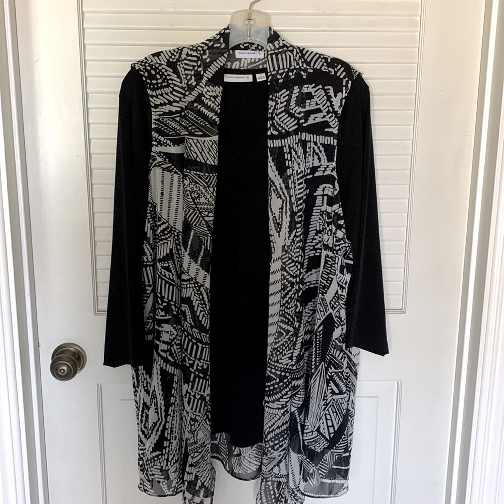 Susan Graver chiffon vest and liquid knit top.